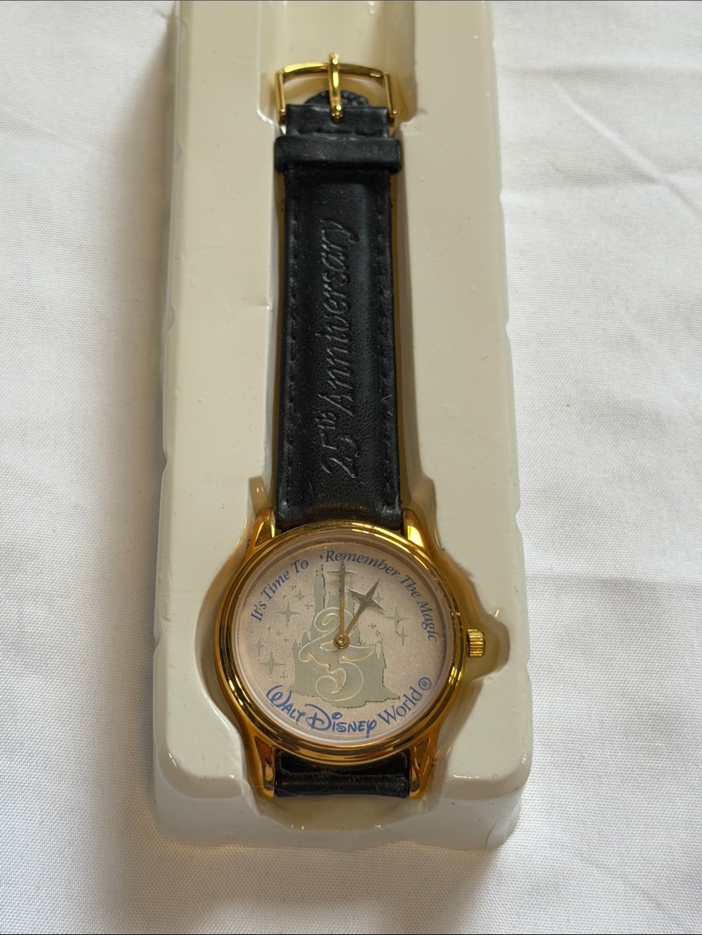 Disney 25th Anniversary 1997 Watch with Black Leather Strap eastman Kodak